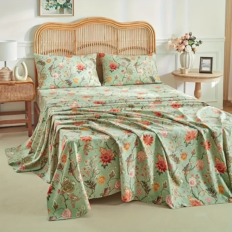 ensemble de couvre-lits imprimés fleurs vignes doux et confortable pour chambre