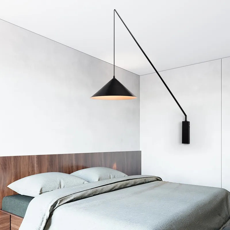 Art nordique Simple longue canne à pêche lampe de lecture applique salon moderne créatif chambre chevet Led intérieur applique murale