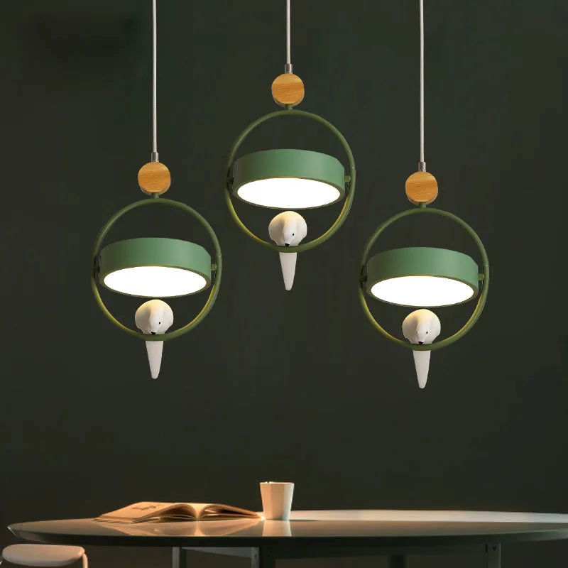 suspension moderne en bois avec éclairage led décoratif intérieur - vue 4 sur 8