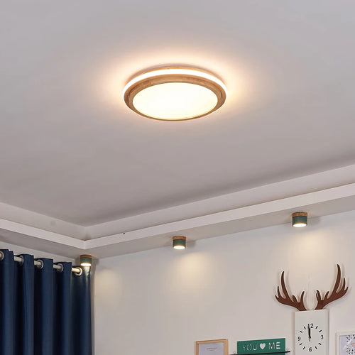 lustre moderne en bois avec lumières intelligentes pour intérieur - vue 3 sur 8