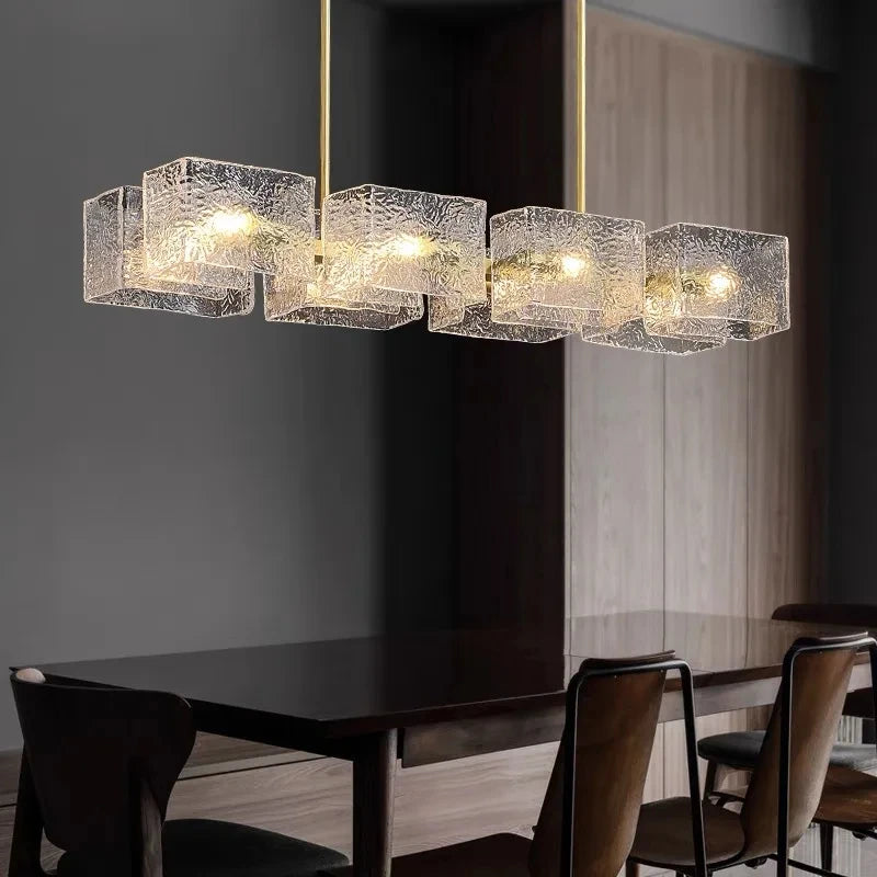 lustre led moderne ondulations d'eau en verre de luxe - vue 5 sur 17
