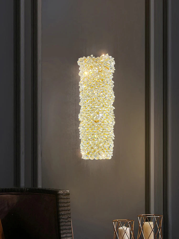 applique murale en métal doré avec ampoule en cristal clair fil réglable - vue 4 sur 9