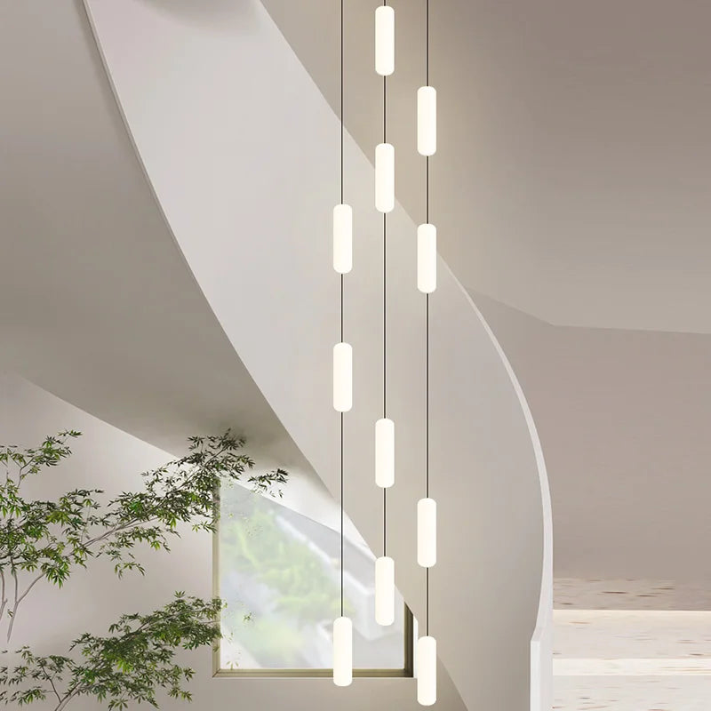 lustre led nordique pour escalier duplex penthouse villa - vue 6 sur 21