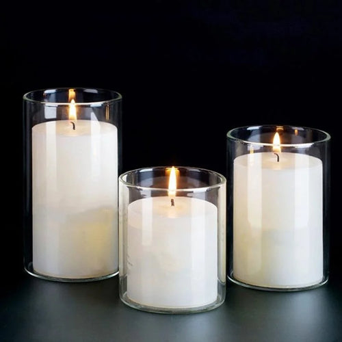 bougeoir en verre transparent pour bougies et décorations élégantes - vue 2 sur 10