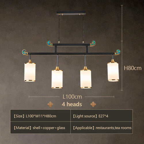 lustre en cuivre design style chinois pour éclairage moderne