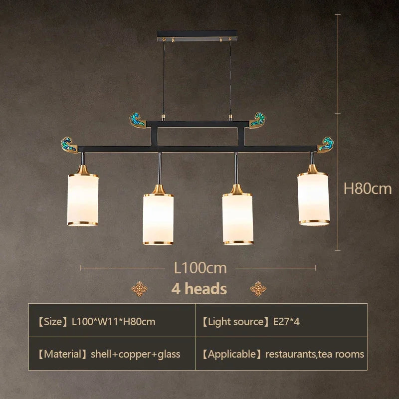 lustre en cuivre design style chinois pour éclairage moderne
