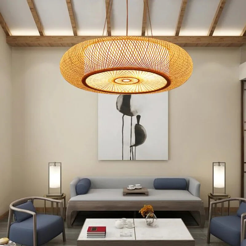 suspension en bambou moderne style chinois pour décoration intérieure - vue 5 sur 10