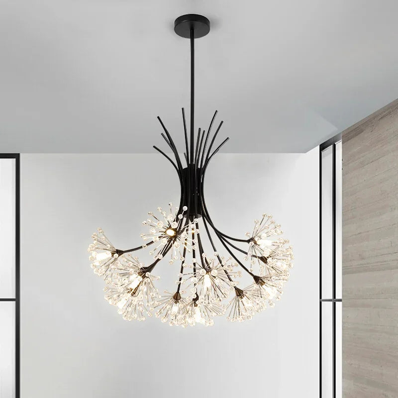 Nordic Creative Dandelion Romantic Crystal Chandelier Dining Room Bedroom Living Room Clothing Coffee Shop Luxury LED Chandelier