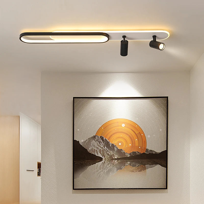 Lustres Led modernes avec projecteurs pour salon salle à manger chambre décor lumières cuisine acrylique plafonniers luminaire noir
