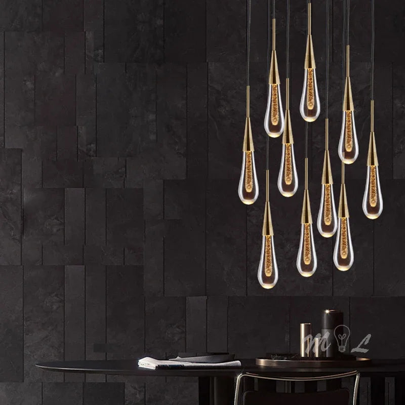 suspension design en verre en forme de gouttelettes d'eau élégante - vue 4 sur 12