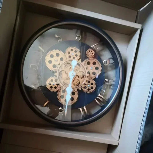 horloge murale industrielle avec engrenage rotatif silencieux - vue 4 sur 9