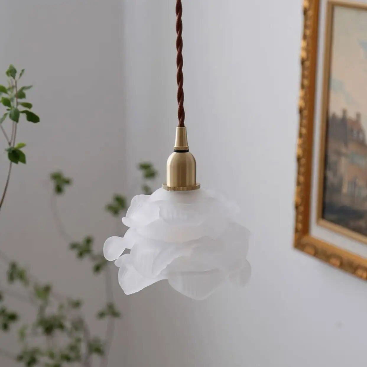 lustre rétro en laiton style français forme de fleur