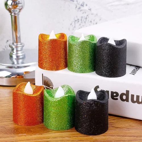lot de 6 bougies à paillettes led pour déco romantique de fête - vue 5 sur 12