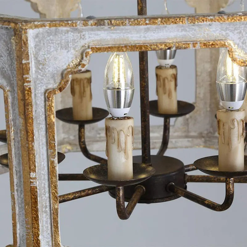 lustre rétro américain en bois massif pour villa vintage - vue 6 sur 7