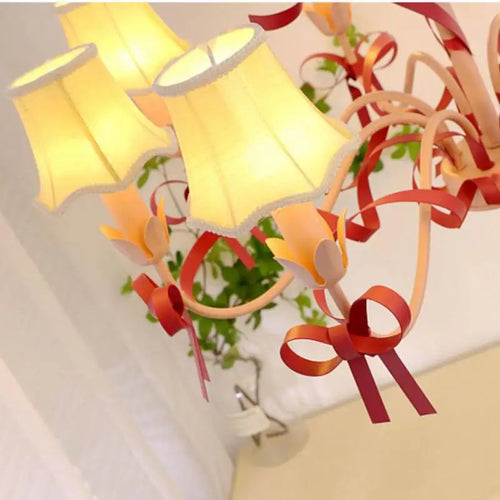 lustre mignon pour enfants éclairage suspendu avec nœud décoratif - vue 6 sur 14