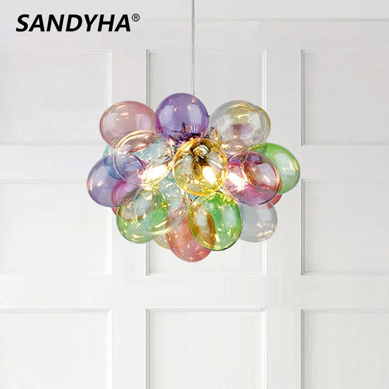 lustre led en boule de verre bulle suspension décoration