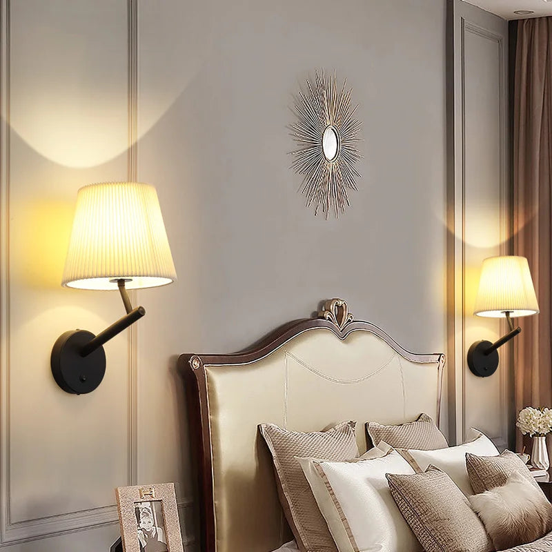 applique murale vintage américaine avec interrupteur led plissée