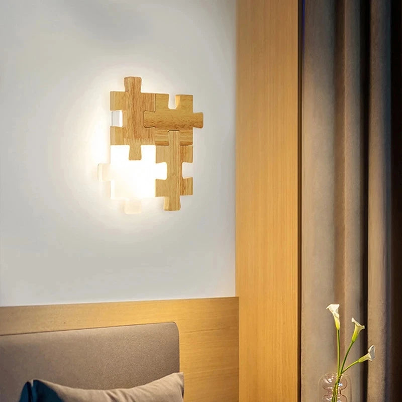 Applique murale LED nordiques en bois massif