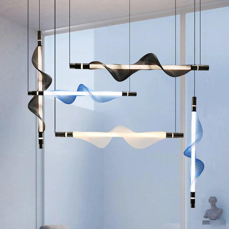 lustre artistique à led en acrylique design moderne éclairage suspendu - vue 4 sur 18