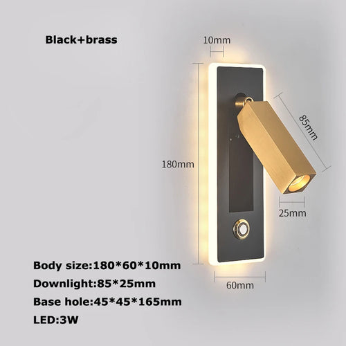 applique murale led rotative avec interrupteur pour lecture - vue 14 sur 23
