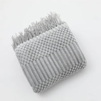 plaid tricot acrylique léger avec pompons pour canapé