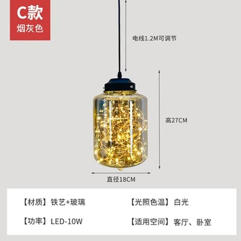 lustre nordique étoilé en verre pour décoration moderne - vue 13 sur 24