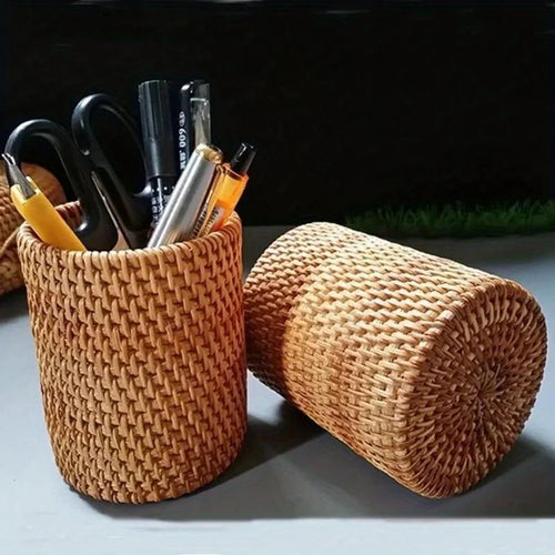 organisateur de rangement en rotin pour ustensiles de cuisine - vue 7 sur 7