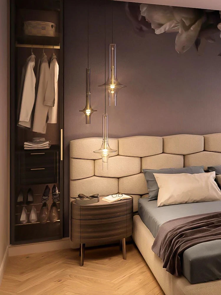 lustre design italien en verre et bambou pour restaurants et boutiques - vue 4 sur 11