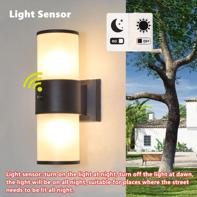 E27 LED applique extérieure capteur haut vers le bas verre aluminium étanche jardin lumière couloir rue extérieur applique murale 110V 220V - vue 4 sur 15