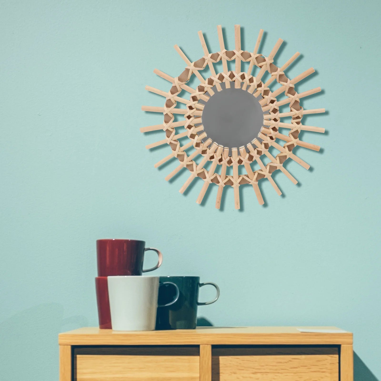 miroir décoratif en rotin tissé pour une touche naturelle - vue 8 sur 7