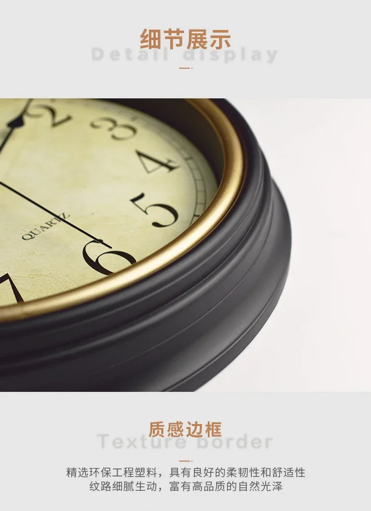 horloge murale vintage silencieuse pour décoration intérieure