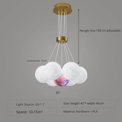 lustre nordique planète lune design bulle led décoration maison