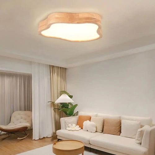 plafonnier led moderne en bois forme de nuage