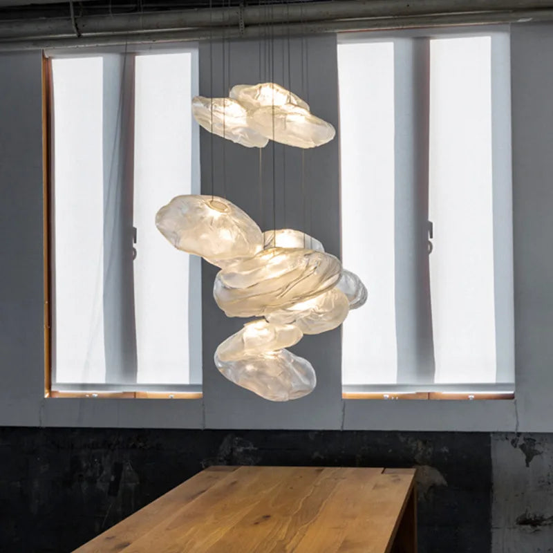 lustre en verre design créatif nuage luminaire décoratif d'intérieur pour villa - vue 4 sur 21