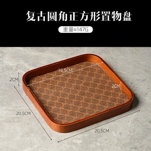 assiette à thé en cuir luxe pour rangement décoratif et bijoux - vue 6 sur 7