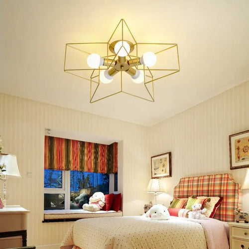 lustre moderne minimaliste en cuivre avec étoile led - vue 5 sur 23