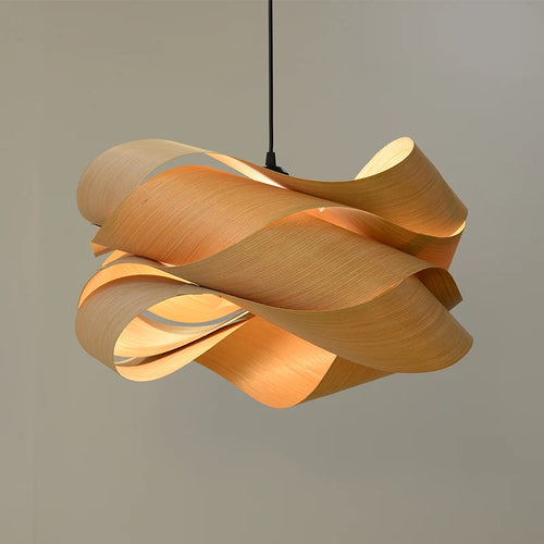 LED moderne lustre en bois chambre salon table basse décor lampe suspendue maison loft bambou lampes suspendues éclairage intérieur - vue 5 sur 19