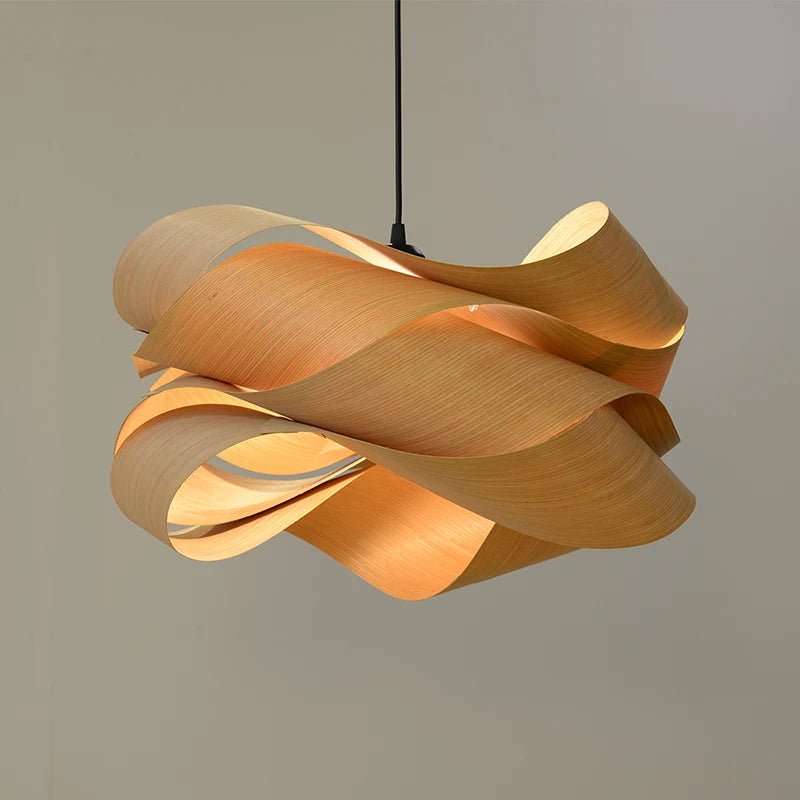 LED moderne lustre en bois chambre salon table basse décor lampe suspendue maison loft bambou lampes suspendues éclairage intérieur