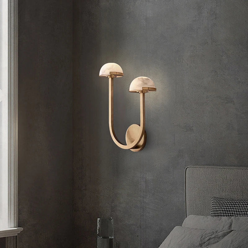 applique murale vintage double demi boule led marbre