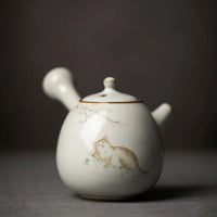 Theiere ceramique ru kiln motif chat poignee laterale
