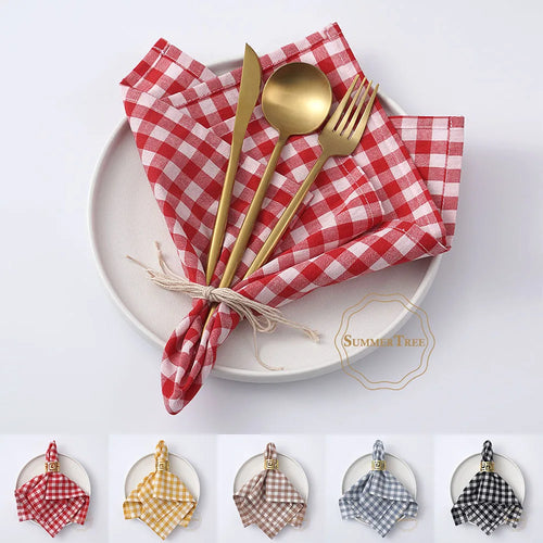 Serviette de table coton vichy petits carreaux cuisine