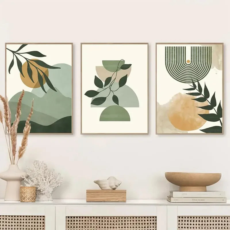 affiches boho géométriques soleil lune pour décoration intérieure