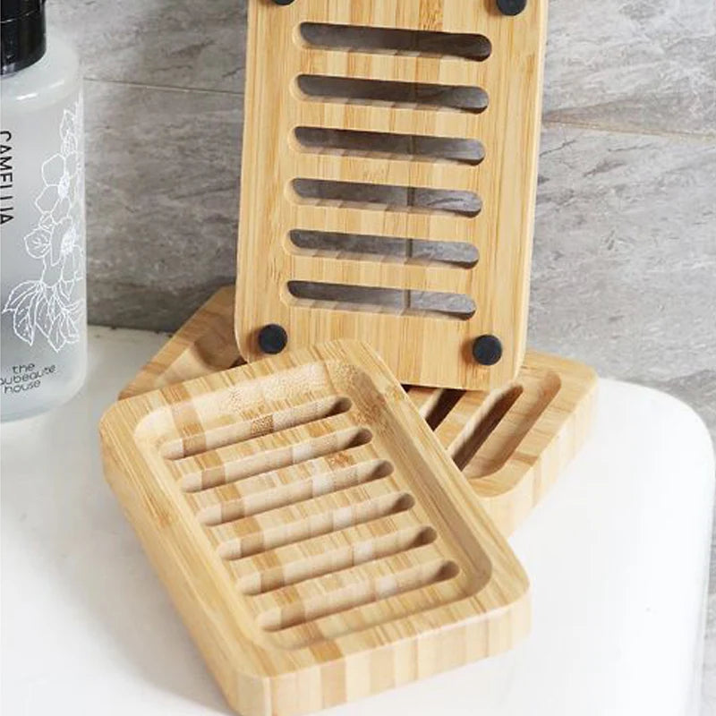 plateau en bambou porte savon naturel pour salle de bain - vue 5 sur 6