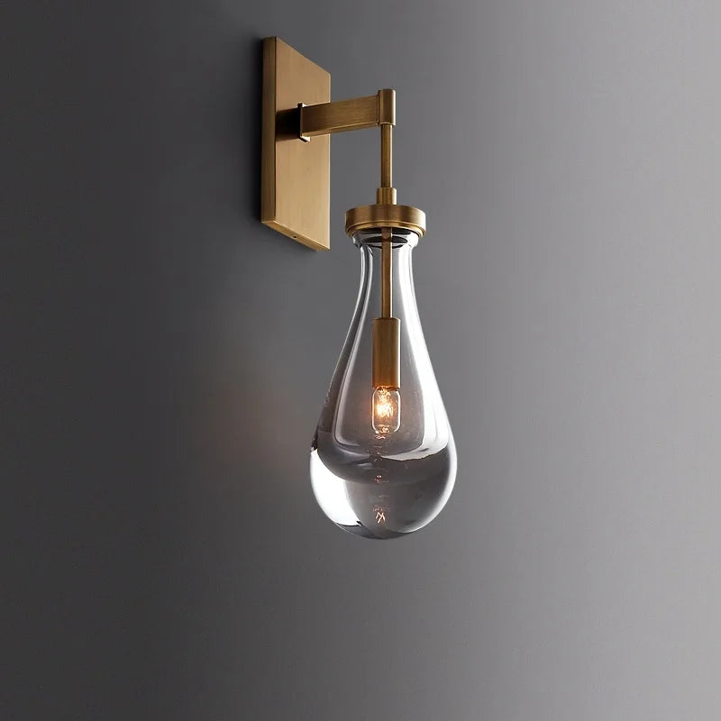 applique murale design gouttelette d'eau cristal led cuivre nordique - vue 4 sur 20