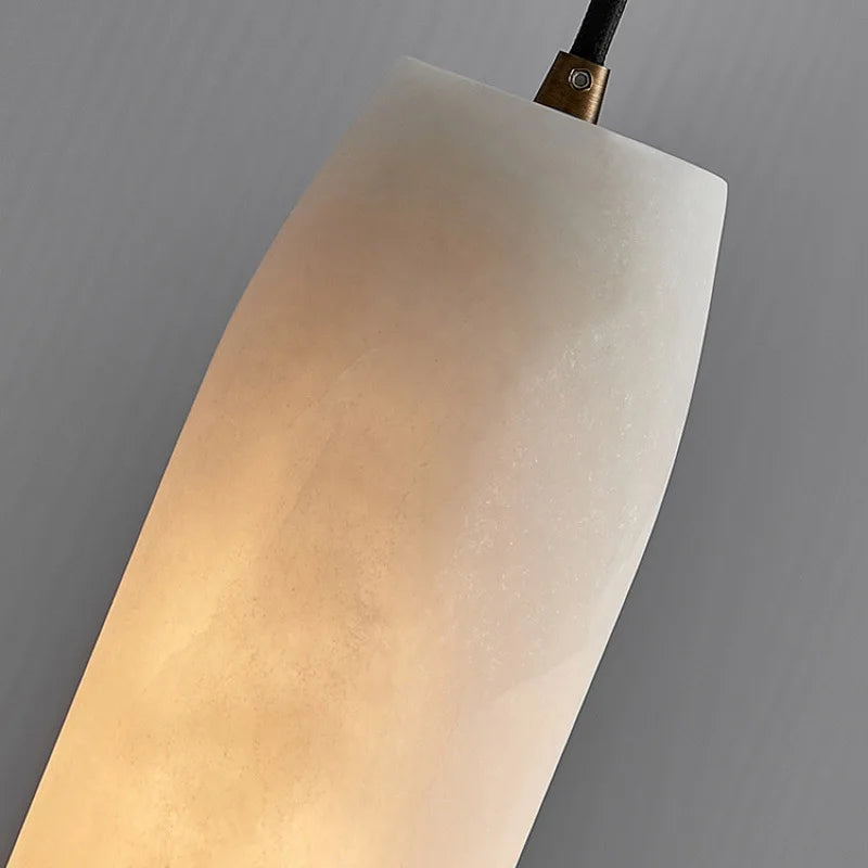 lampe suspendue moderne en marbre naturel et laiton ajustable - vue 6 sur 7