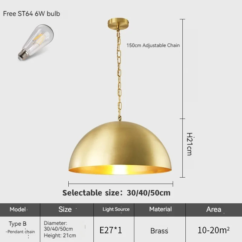 Suspension demi boule en laiton style américain - vue 7 sur 9