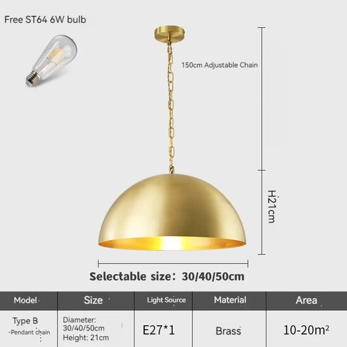 Suspension dorée en laiton américain style moderne - vue 6 sur 10
