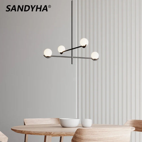 lustre minimaliste boule de verre Luces à LED pour chambre salon salle à manger maison lumière - vue 3 sur 14