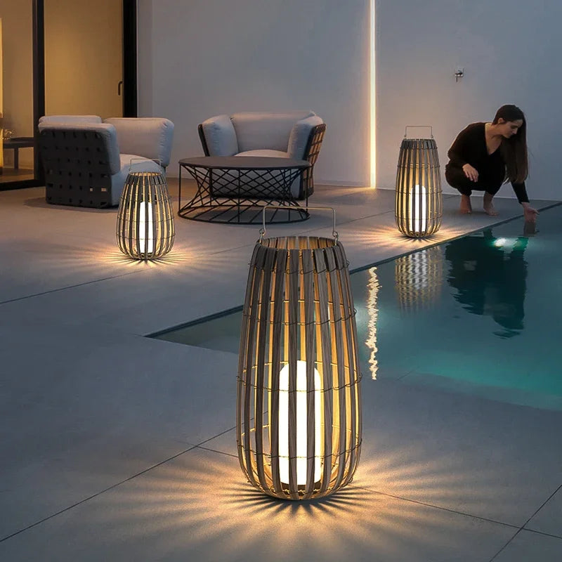 Outdoor Home Garden Solar lights, Rattan IP65 Waterproof Street Lamp Villa Courtyard Landscape Lawn Light For Garden Patio Fence - vue 3 sur 13