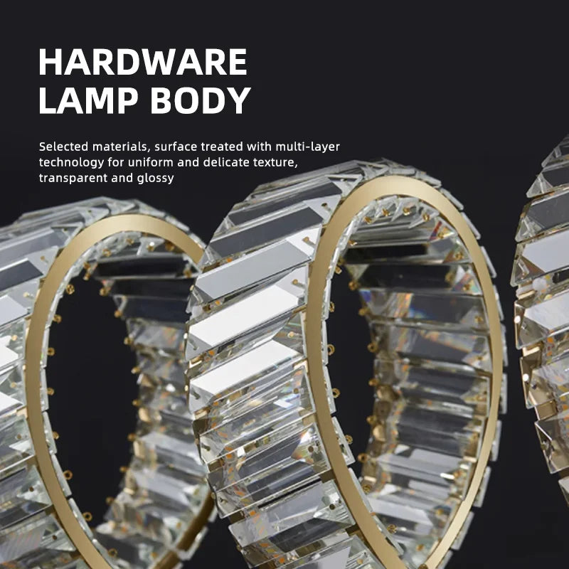 lustre suspendu design en spirale en cristal moderne - vue 5 sur 12